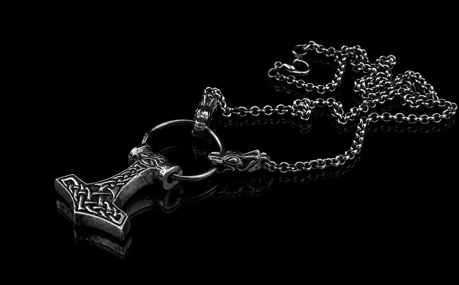Valhallas Thors Hammer in Pewter on Stainless Steel Chain