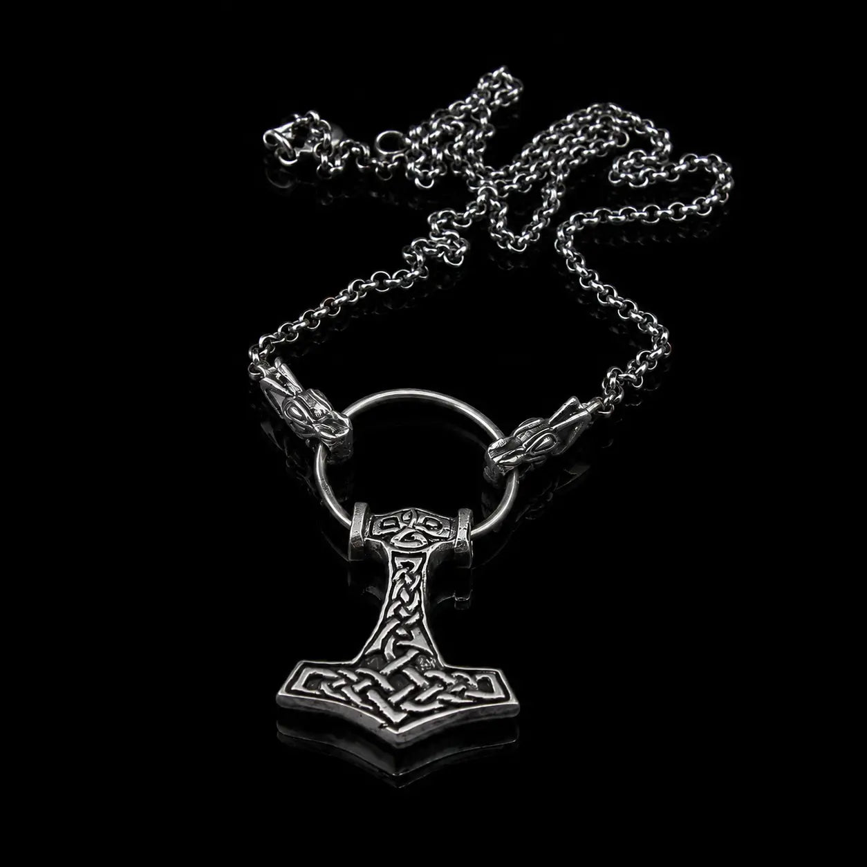 Valhallas Thors Hammer in Pewter on Stainless Steel Chain