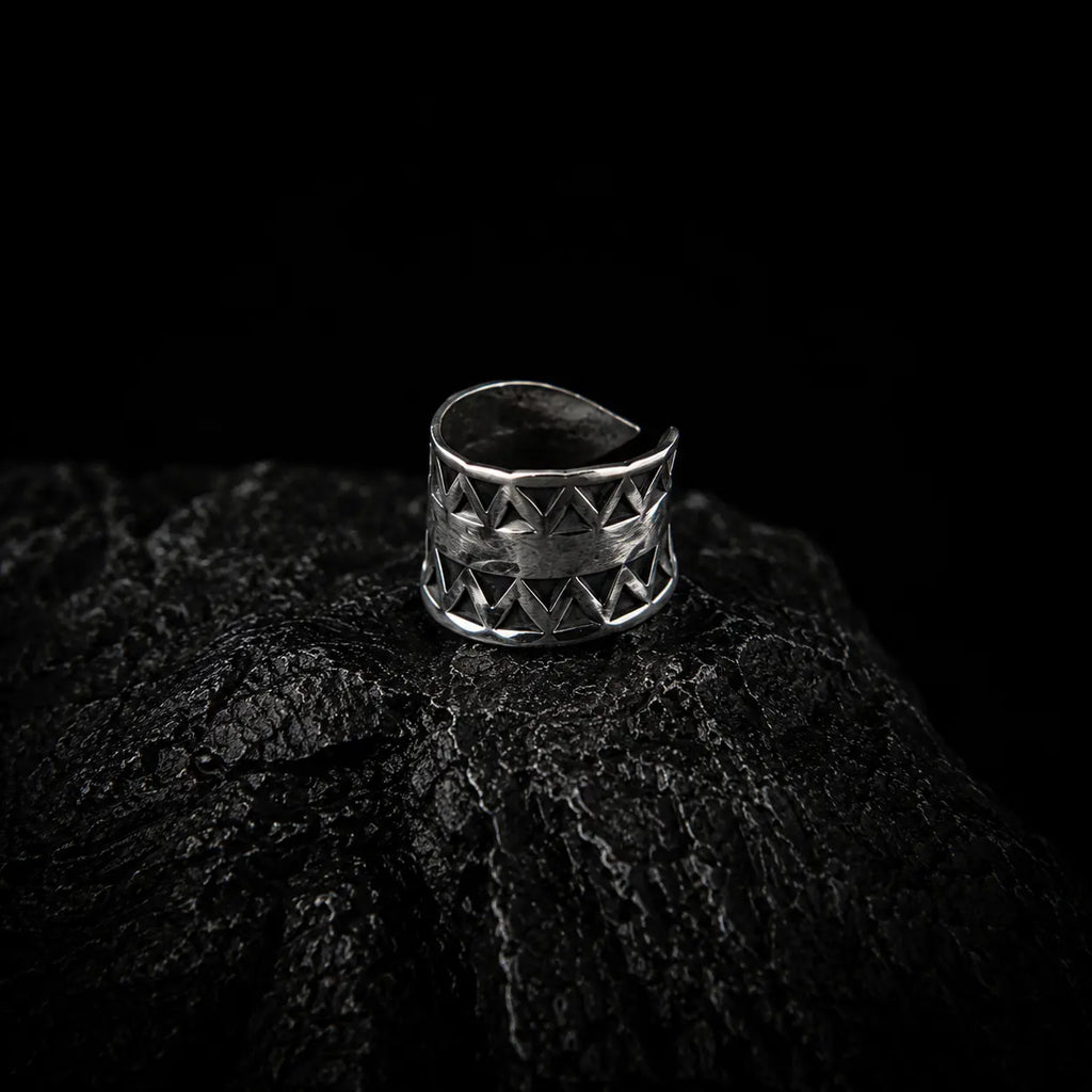 Stamped Adjustable Ring in Silver