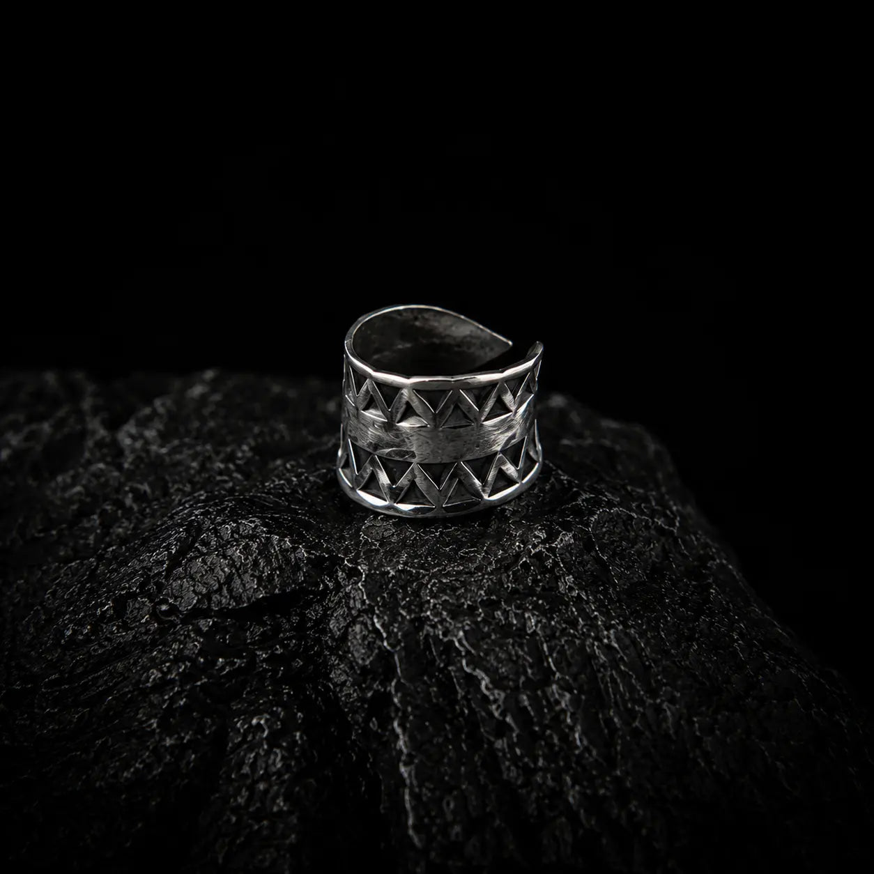 Stamped Adjustable Ring in Silver