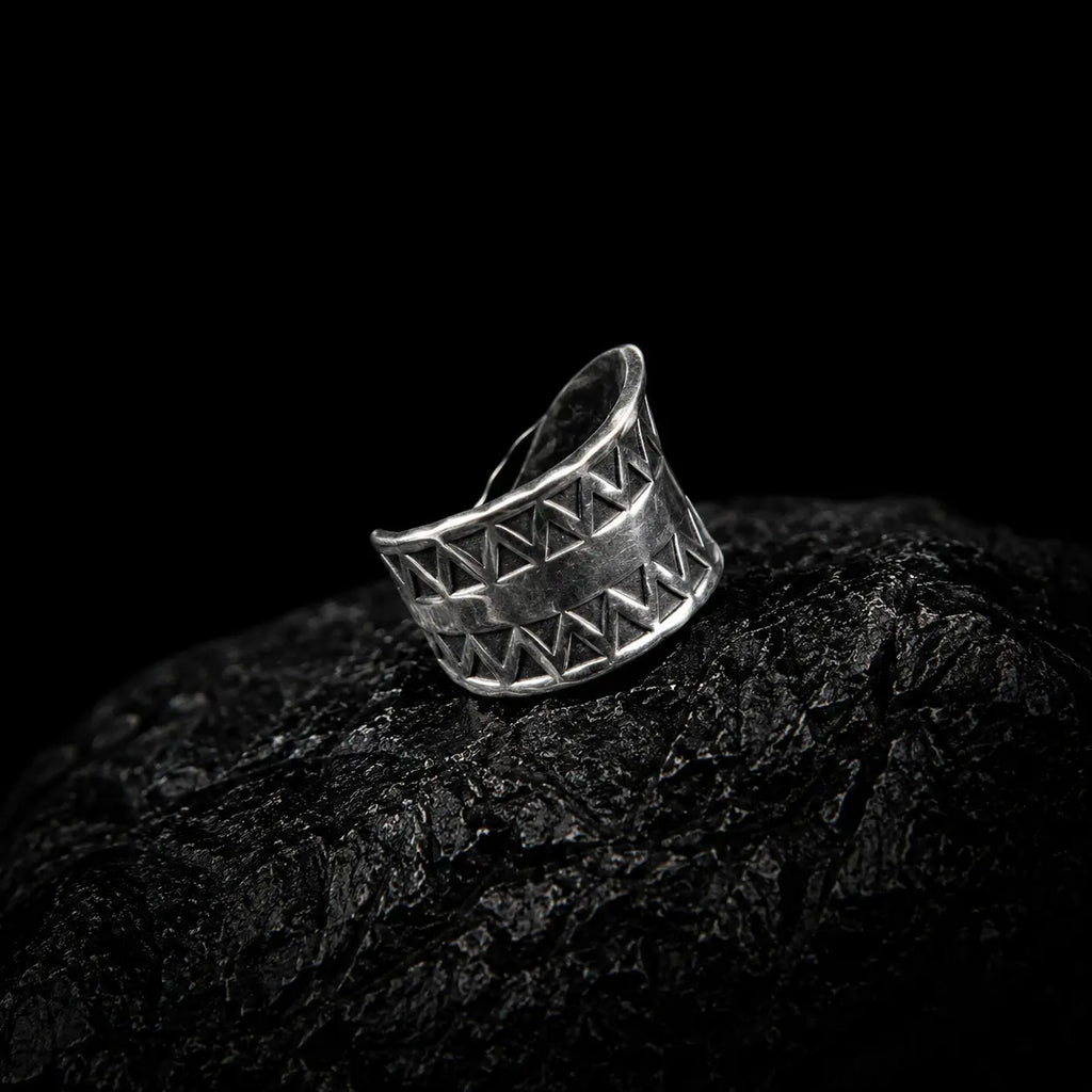 Stamped Adjustable Ring in Silver