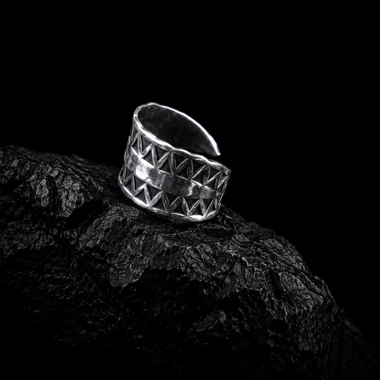 Stamped Adjustable Ring in Silver