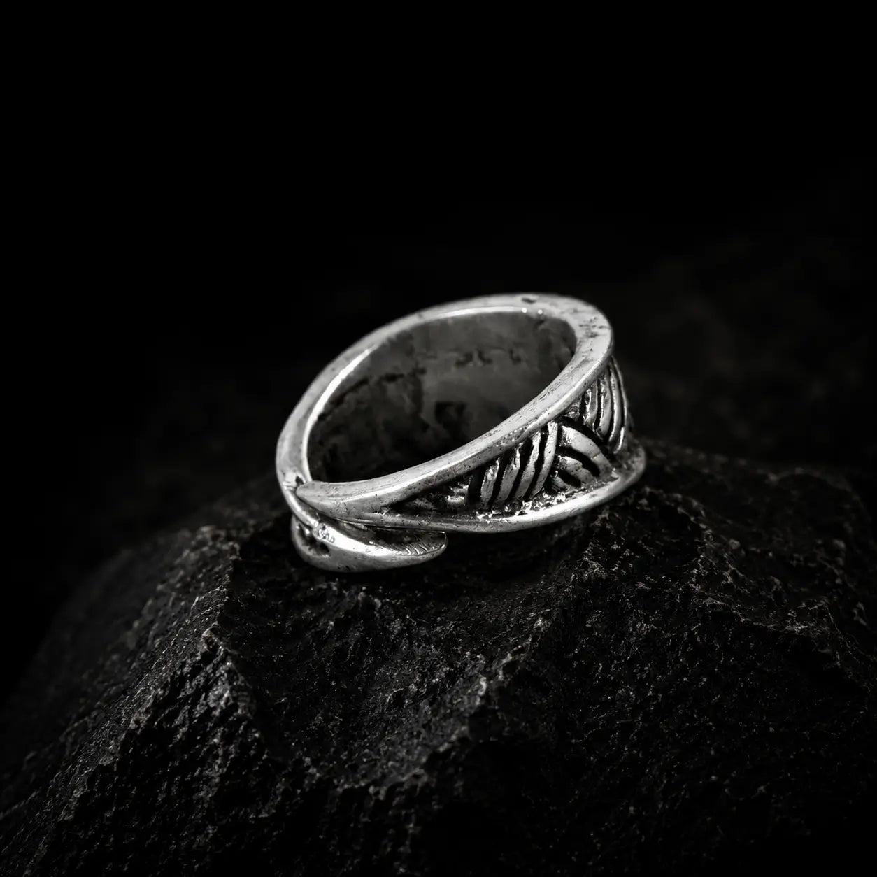Crosshatch Viking Ring in Sterling Silver