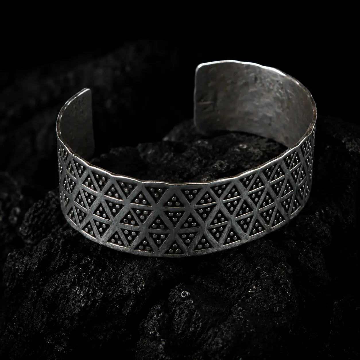 Thick Hand Stamped Bracelet in Silver