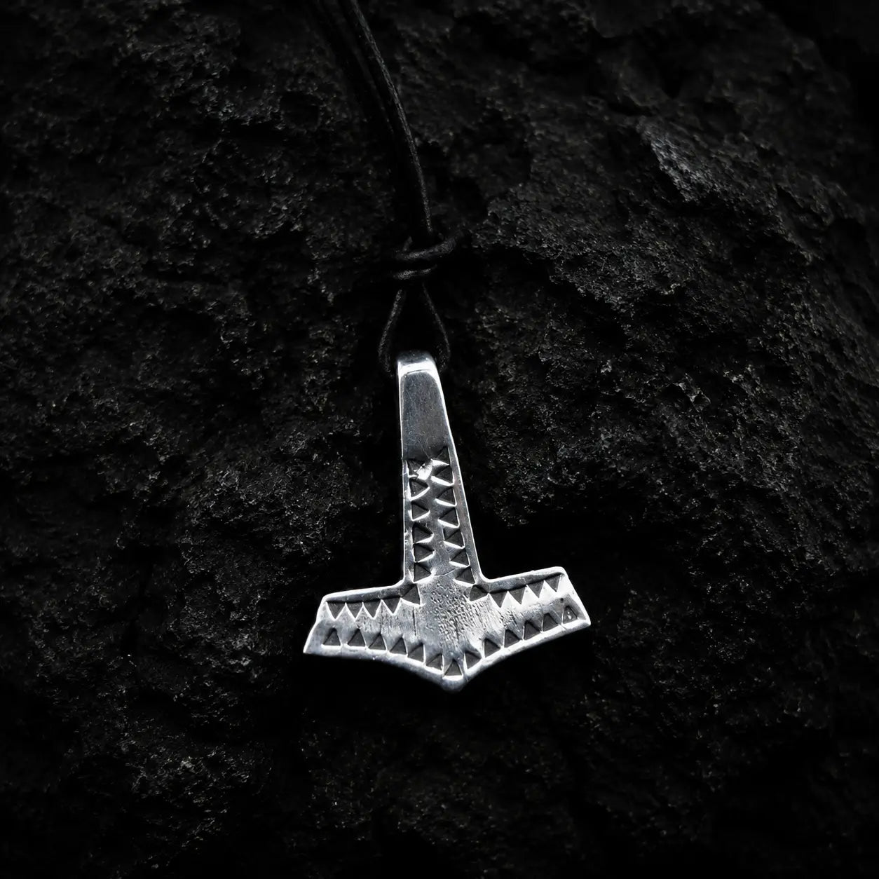Stamped Thor's Hammer Necklace in Sterling Silver