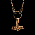 Stamped Bronze Thor's Hammer Necklace on Dragon chain
