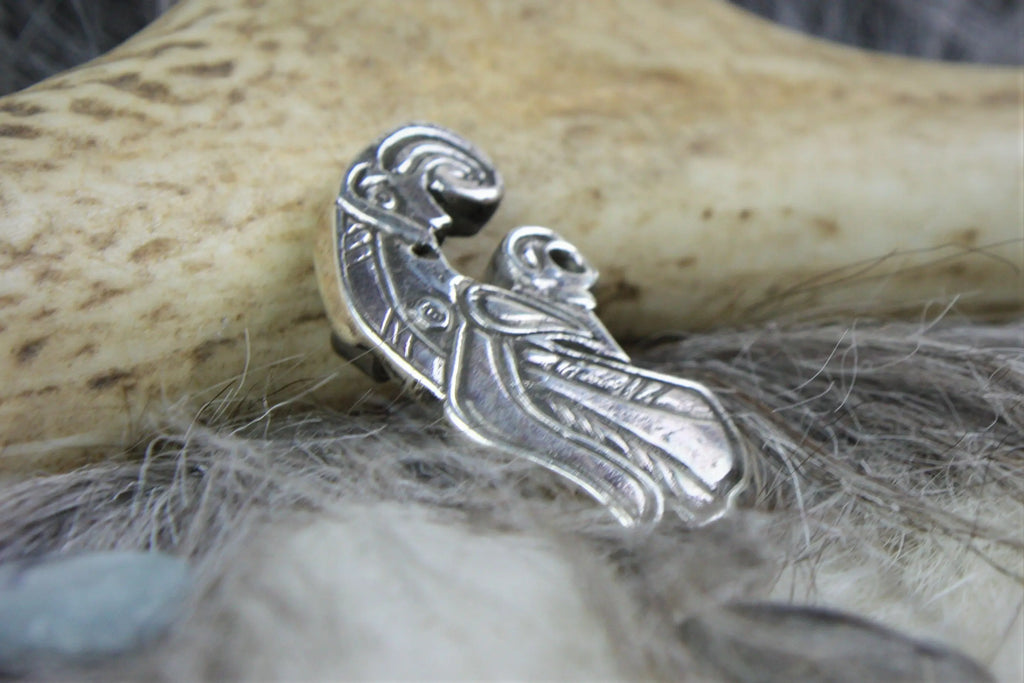 Side view of Gotland silver Viking Brooch