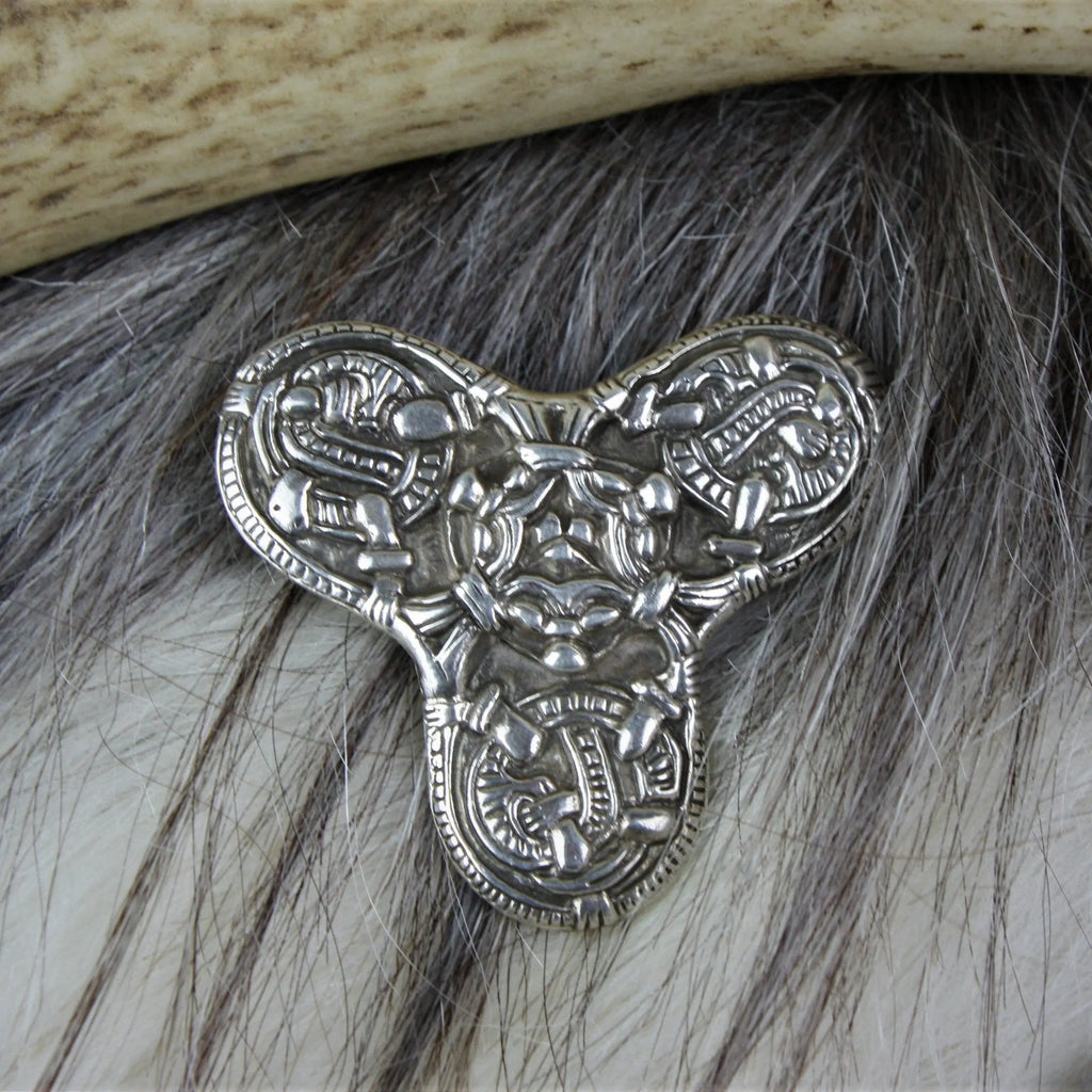 Viking trefoil brooch in sterling silver