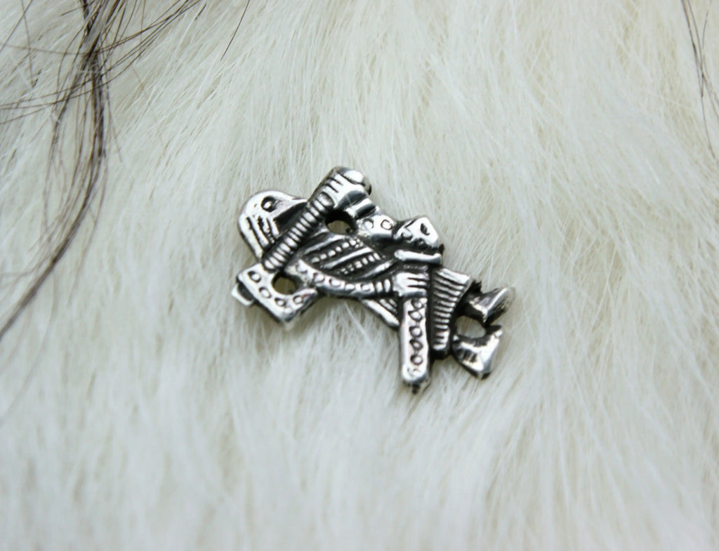 Silver Warrior Pendant with Axe and Sword