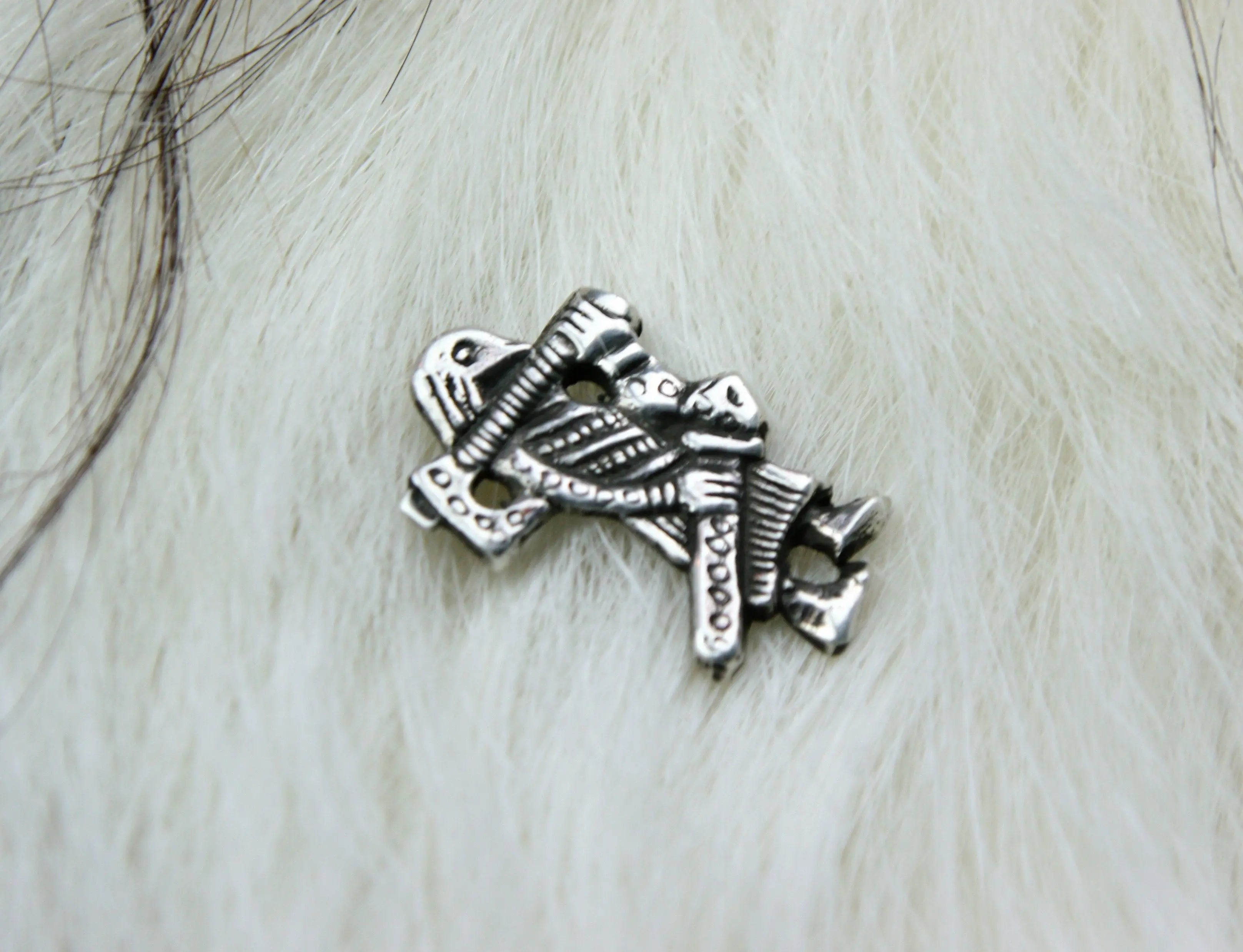 Silver Warrior Pendant with Axe and Sword