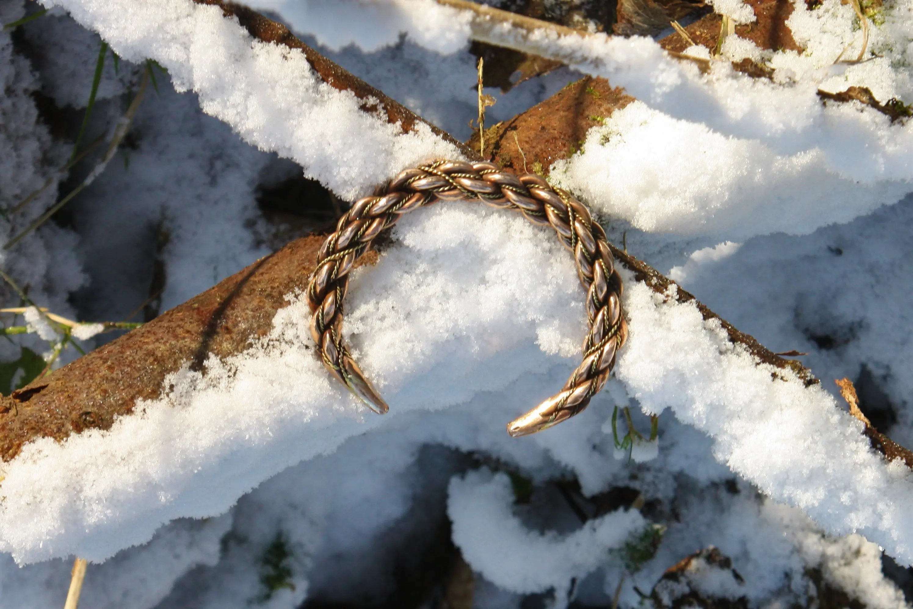 Bronze Viking Bracelet in Snow