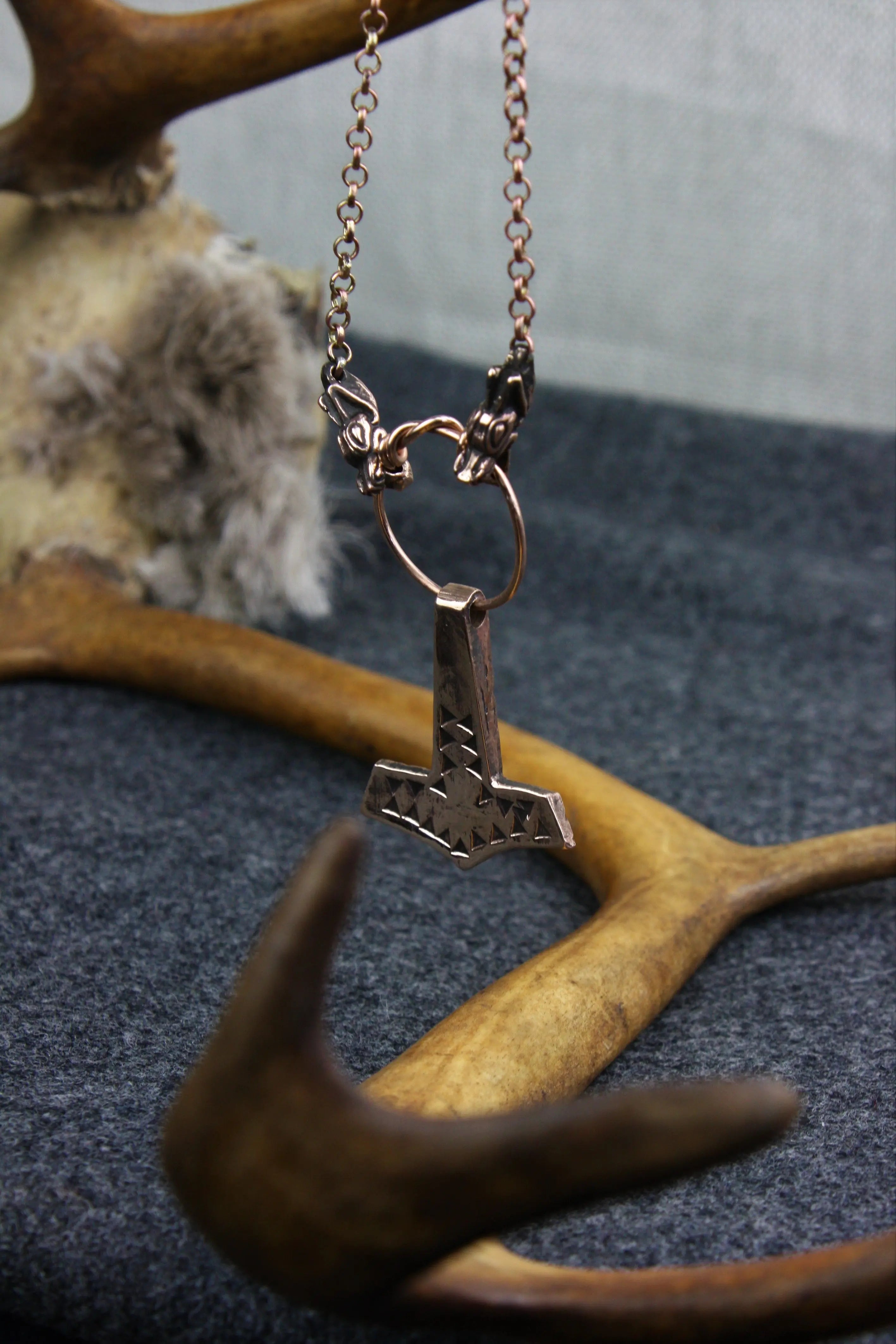 Stamped Thors hammer in bronze by valhallas silver 